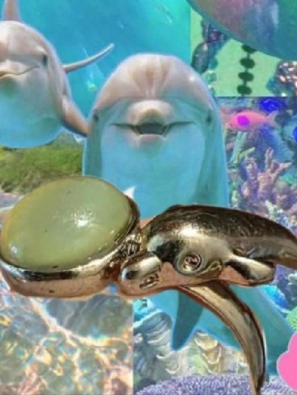 Vintage 90s Adjustable Silver Dolphin Ring with Color Changing Yellow Stone